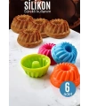 Silikon Göbekli Muffin CupCake Kalıbı - Sürekli Kullanım Muffin Kek Kalıbı 6 ADET