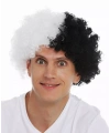 Siyah Beyaz Kıvırcık Afro Bonus Peruk Taraftar Bonus Saç