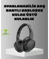 Siyah Kablosuz Bluetooth Kulaklık 300 mAh Hızlı Şarj Katlanabilir Pedli