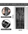 Siyah Renk Ekstra Metalize Parlak Saçaklı Arka Fon Perde İthal A Kalite 1x2 Metre