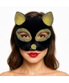 Siyah Renk Gold Simli Süet Kaplama Kedi Maskesi 18x14 cm