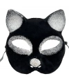 Siyah Renk Gümüş Simli Süet Kaplama Kedi Maskesi 18x14 cm