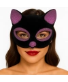 Siyah Renk Pembe Simli Süet Kaplama Kedi Maskesi 18x14 cm
