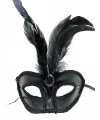 Siyah Renk Rugan Kaplama Siyah Tüylü Parti Maskesi 18x20 cm