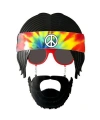 Siyah Saçlı Bandana Tasarımlı Hippi Parti Gözlüğü 26x18 cm