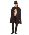 Siyah Sihirbaz Pelerini 120 cm ve Sihirbaz Şapkası 12 cm Yetişkin Boy