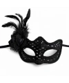 Siyah Tüylü Balo Maskesi Kadın Parti Aksesuarı