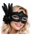Siyah Tüylü Venedik Lüks Balo Maskesi