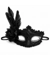 Siyah Tüylü Venedik Lüks Balo Maskesi