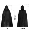Siyah Uzun Pelerin 120 cm Kapüşonlu – Cosplay ve Parti Kostümü