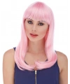 Soft Pembe Renk Uzun Düz Parti Peruğu