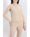 Şortlu Ayrobin takım bej