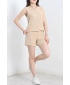 Şortlu Ayrobin takım bej