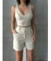 Şortlu keten takım s255014
