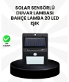 Su Geçirmez IP65 20 LED Solar Sensörlü Bahçe ve Veranda Aydınlatma