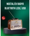 Taşınabilir Nostalji Radyo Bluetooth USB AUX Girişli