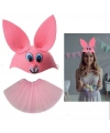 Tavşan Kostümü Pembe - 23 Nisan Tavşan Şapka ve Tütü Etek Seti 2 Parça