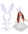 Tavşan Tacı Eteği Papyonu ve Kuyruk Kostüm Seti Beyaz Renk Çocuk Boy