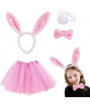 Tavşan Tacı Eteği Papyonu ve Kuyruk Kostüm  Seti Pembe Renk Çocuk Boy