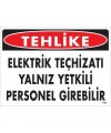 Tehlike Elektrik Teçhizatı Yalnız Yetkili Personel Girebilir Uyarı Levhası 25x35 KOD:1123