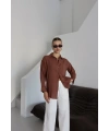 Tek cepli müslin gömlek kahve pt