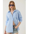 Tek cepli müslin gömlek mavi pt