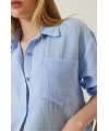 Tek cepli müslin gömlek mavi pt