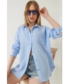 Tek cepli müslin gömlek mavi pt