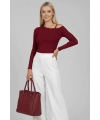Tek Omuz İpli Bluz Bordo t4328