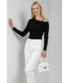 Tek Omuz İpli Bluz Siyah T4328