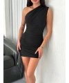 Tek omuz mini elbise 3916