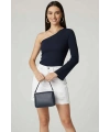 Tek Omuzlu Basic Bluz Lacivert T4275