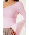 Tek Omuzlu Basic Bluz Pembe T4275