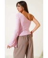 Tek Omuzlu Basic Bluz Pembe T4275