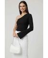 Tek Omuzlu Basic Bluz Siyah T4275