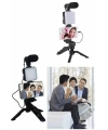 Telefon Tutucu Led Işıklı Kumandalı Mikrofon Telefon Vlog Video Kayıt