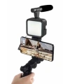 Telefon Tutucu Mini Mikrofonlu Tripod Vlog Çekim Video