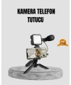 Telefon Video Çekim Kiti LED Aydınlatma Mikrofon Tripodlu Tam Set