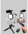 Telefon Video Çekim Kiti LED Aydınlatma Mikrofon Tripodlu Tam Set