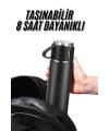 Termos Seti 3lü Bardak Seti Isı Dayanıklı Siyah Paslanmaz Çelik Vakumlu