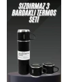 Termos Seti Paslanmaz Çelik 3 Bardaklı Vakumlu Termos Set 500 Ml 12 Saate Kadar Isı Koruma
