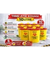 Tıbbi Atık Kovası 10 Litre 10 Adet Kapaklı Tıbbi Atık Kutusu Enfekte Atık Kovası Seti