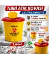 Tıbbi Atık Kovası 1,3 Litre 1 Adet Kapaklı Tıbbi Atık Kutusu Enfekte Atık Kovası