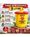 Tıbbi Atık Kovası 5 Litre 1 Adet Kapaklı Tıbbi Atık Kutusu Enfekte Atık Kovası