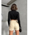 Tokalı deri şort h24444