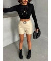 Tokalı deri şort h24444