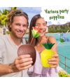 Tropikal Parti Bardak Seti – Ananas ve Hindistan Cevizi Şekilli Pipetli Bardaklar (20 Adet)