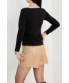 U yaka kaşkorse bluz siyah A132