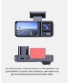 Üç Kameralı Dash Cam 170° Geniş Açılı Full HD Gece Görüşlü