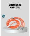 ÜÇLÜ Şarj Kablosu – Yüksek Hızlı, Dayanıklı ve Uzun Ömürlü